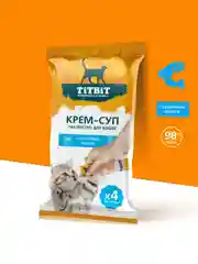 Крем-суп для кошек TiTBiT с кусочками лосося, 4 упаковки по 10 г