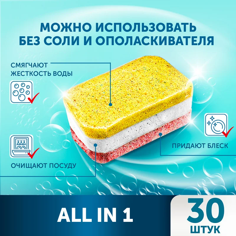 SANITA таблетки для посудомоечных машин, 30 штук