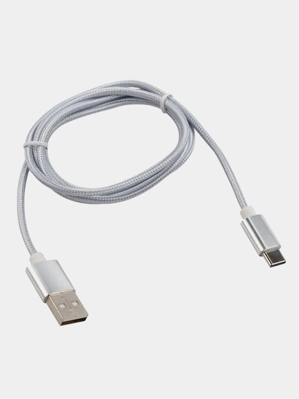 Кабель REXANT, USB-A, Type-C, 2,1A, в серебрянной нейлоновой оплетке, 1 м