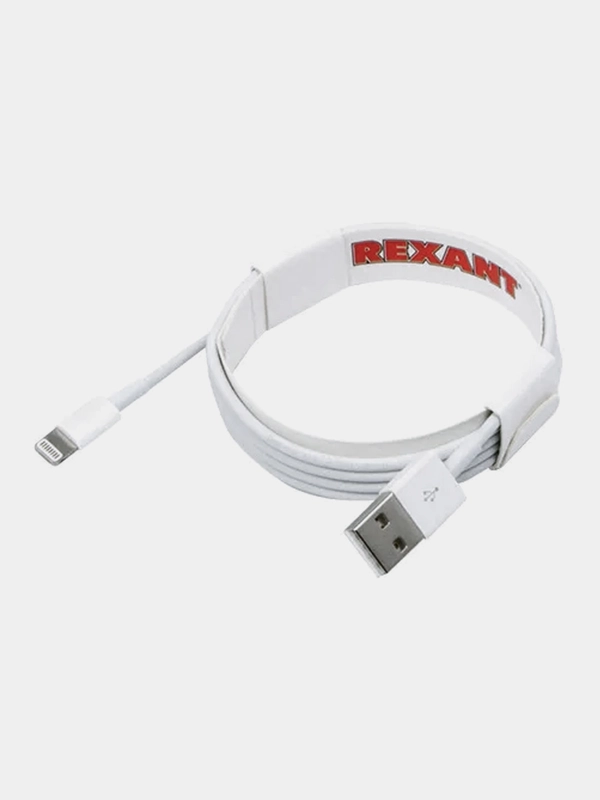 Кабель REXANT, USB-A, Lightning для Apple, 2,4А, ПВХ, белый, чип MFI, 1 м