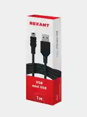 Кабель REXANT, USB-A, mini USB, 1А, ПВХ, черный, 1 м