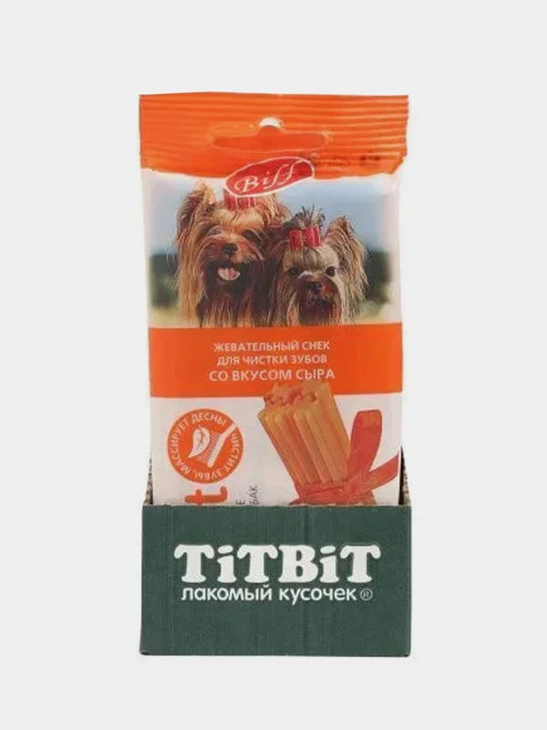 Жевательный снек BiffDENT, со вкусом сыра, для мелких собак, 20 штук