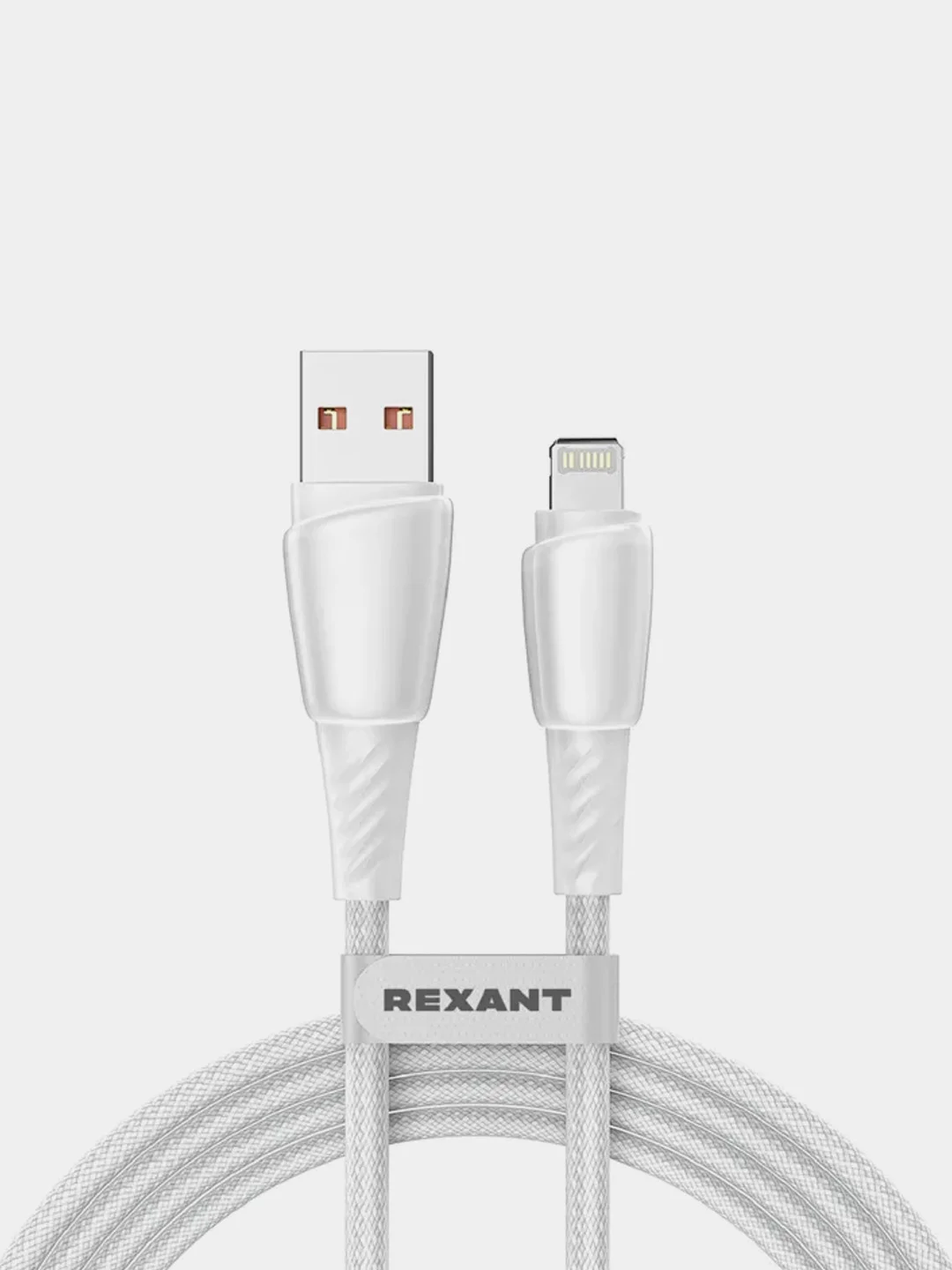 Кабель REXANT, USB-A, Lightning для Apple, 2,4А, в белой нейлоновой оплетке, 1 м