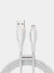 Кабель REXANT, USB-A, Lightning для Apple, 2,4А, в белой нейлоновой оплетке, 1 м