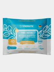 Детская влажная туалетная бумага Synergetic "Пантенол и овсяное молочко", 40 штук