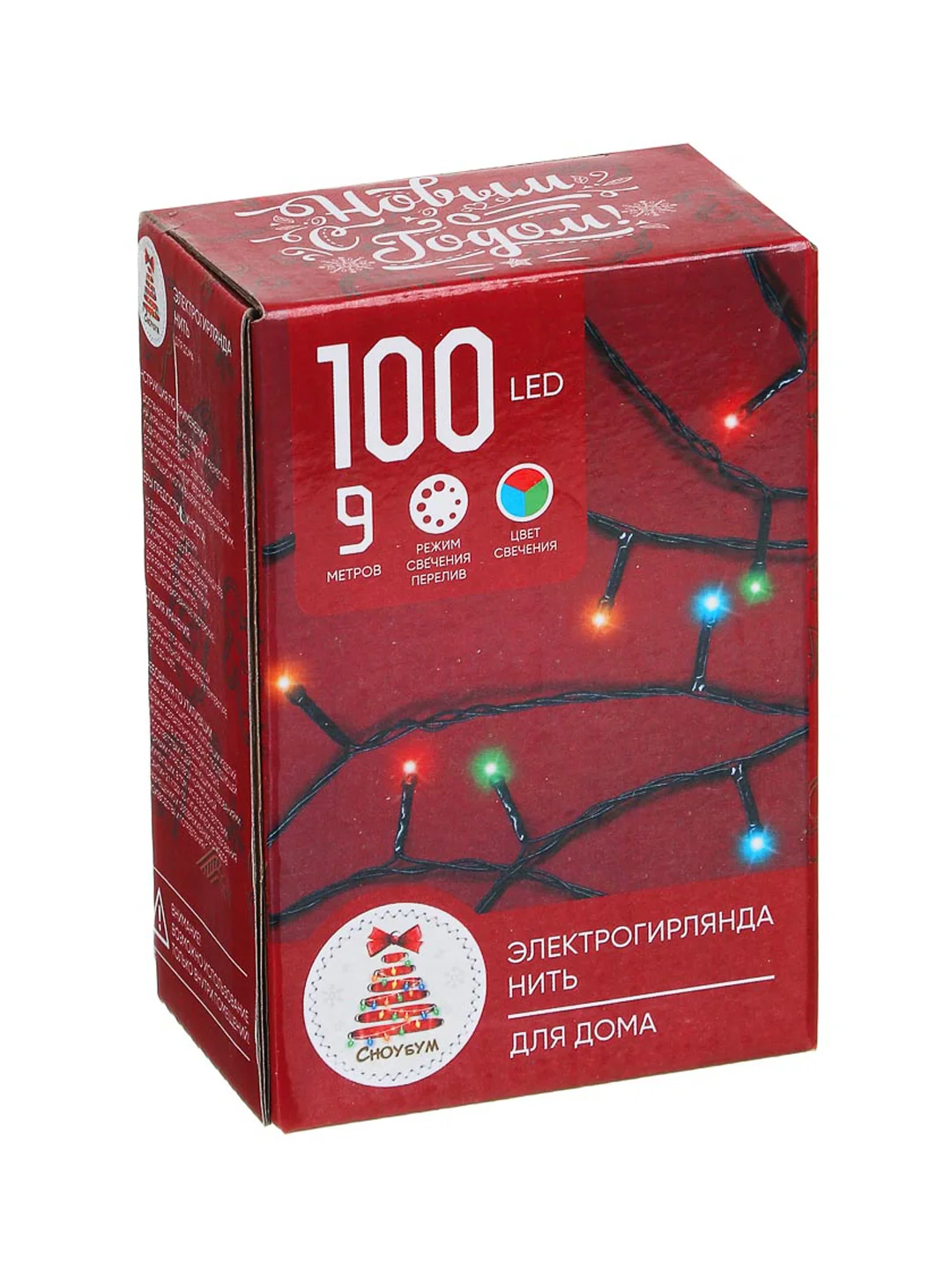 Гирлянда эл. вьюн 9м, 100 LED, RG/RB, автореж., ПВХ черный, 220В