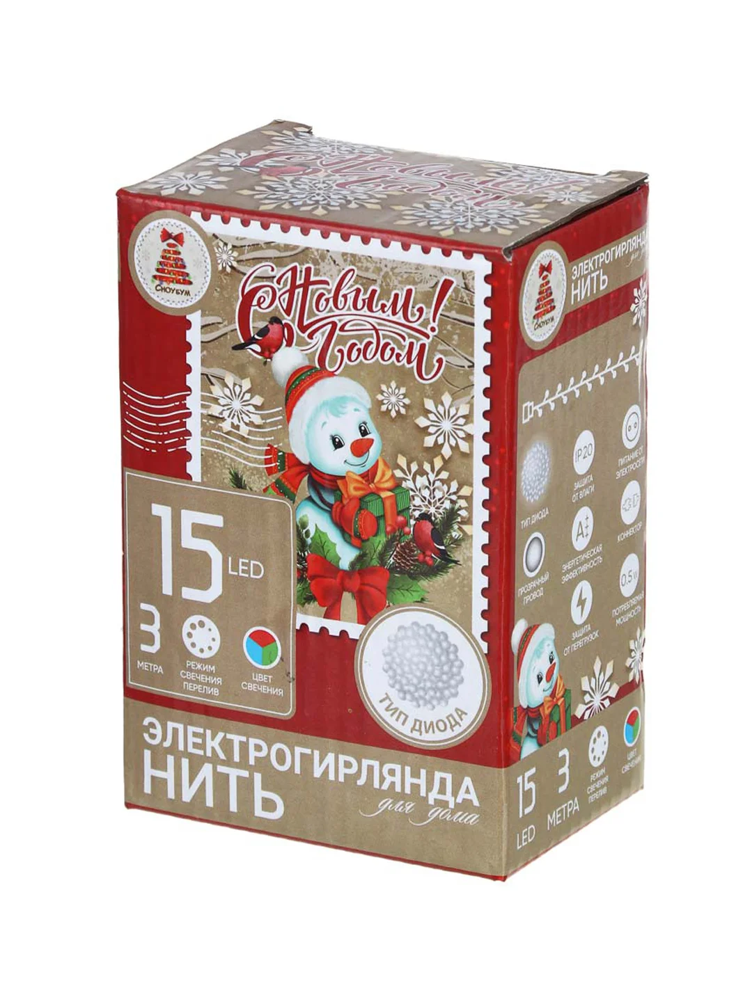 Гирлянда эл. насадка "Рамбутан", 3м, 15LED, RG/RB,автореж, ПВХ прозр., коннект, 220В