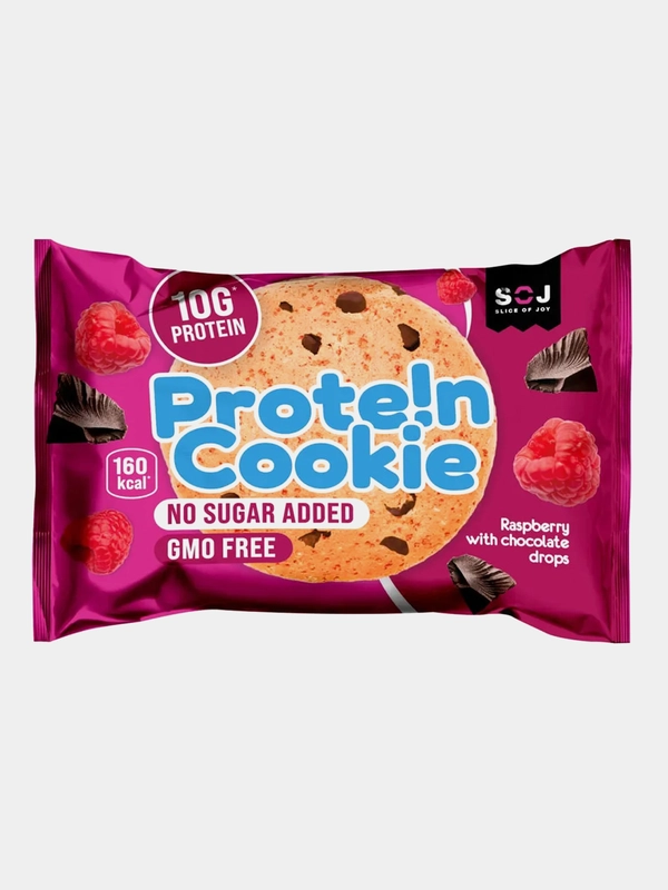 Печенье протеиновое SOJ Prote!n Cookie, с малиновым вкусом и молочным шоколадом, 37 г