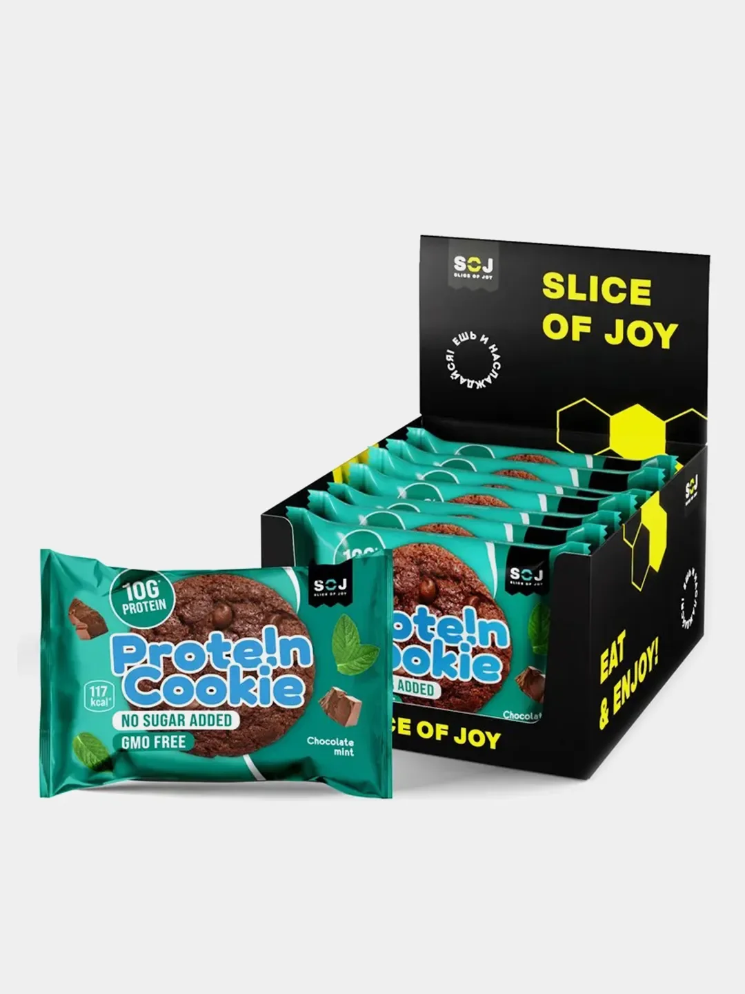 Печенье протеиновое SOJ Prote!n Cookie "Мята-шоколад", без сахара, 37 г