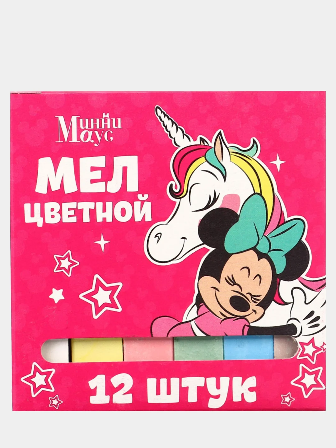 Розовый мелки школьные цветные, 6 цветов, набор 12 шт, квадратные