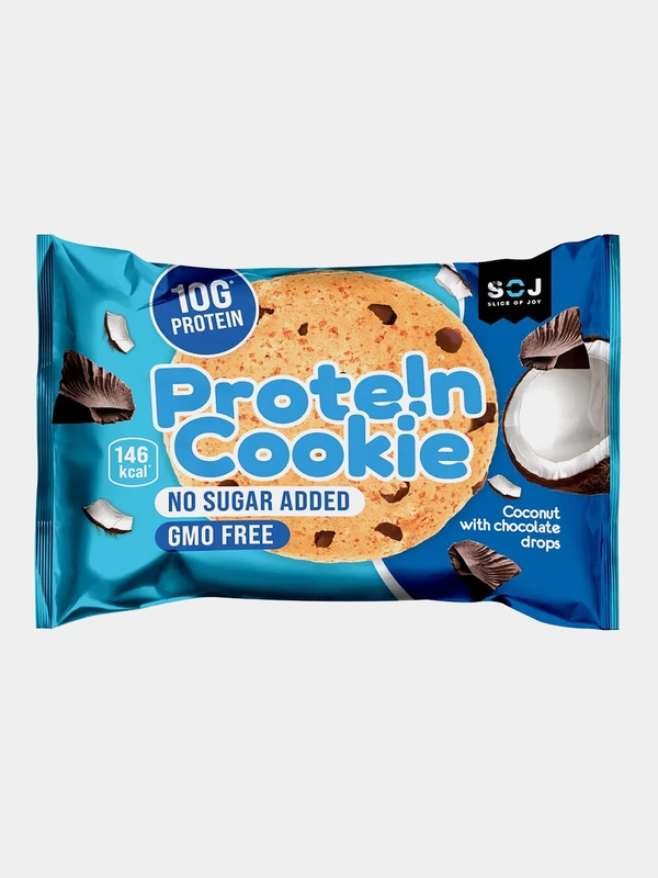 Печенье протеиновое SOJ Prote!n Cookie, с кокосом и молочным шоколадом, 37 г