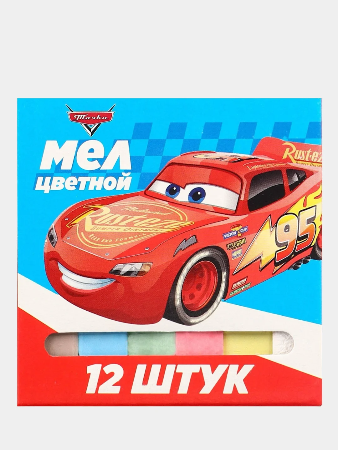 Синий мелки школьные цветные, 6 цветов, набор 12 шт, квадратные