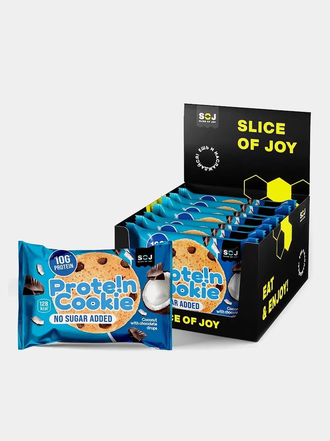 Печенье протеиновое SOJ Prote!n Cookie, с кокосом и молочным шоколадом, 37 г