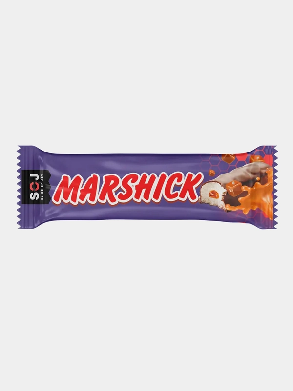 Батончик SOJ MARSHIСK, с соленой карамелью, в молочном шоколаде, 30 г