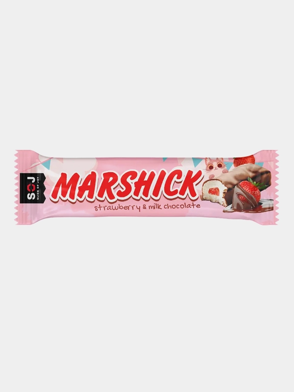 Батончик SOJ MARSHIСK, с клубничной начинкой, в молочном шоколаде, 30 г