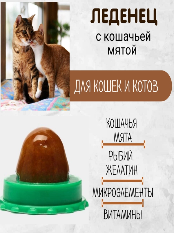 Лакомство для кошек и котов "Конфета с кошачьей мятой", леденец