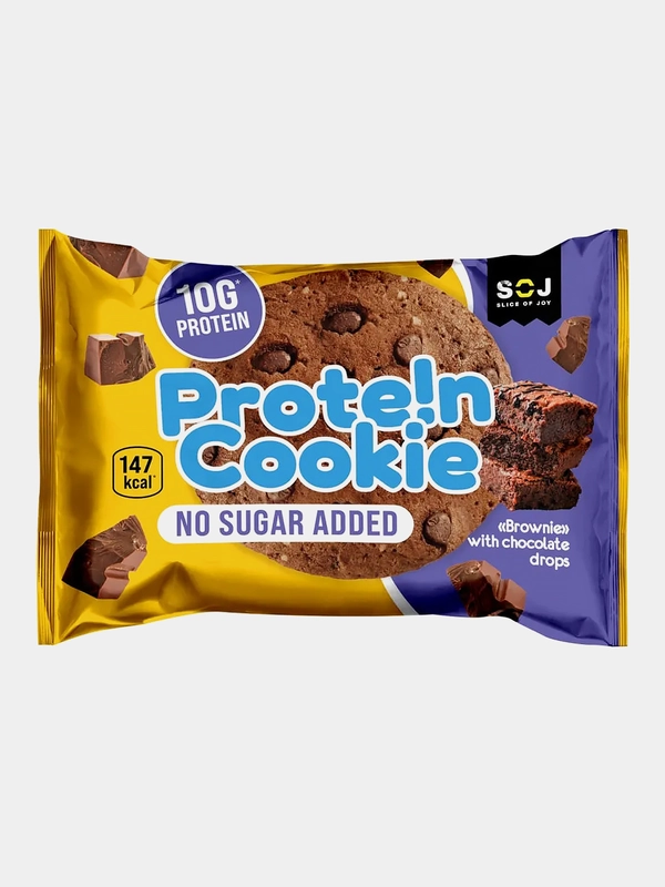 Протеиновое печенье SOJ Prote!n Cookie Шоколадный брауни, с кусочками шоколада, 37 г