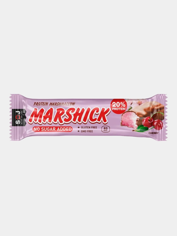 Протеиновый батончик SOJ MARSHMALLOW, с ароматом вишни, в молочном шоколаде, 30 г