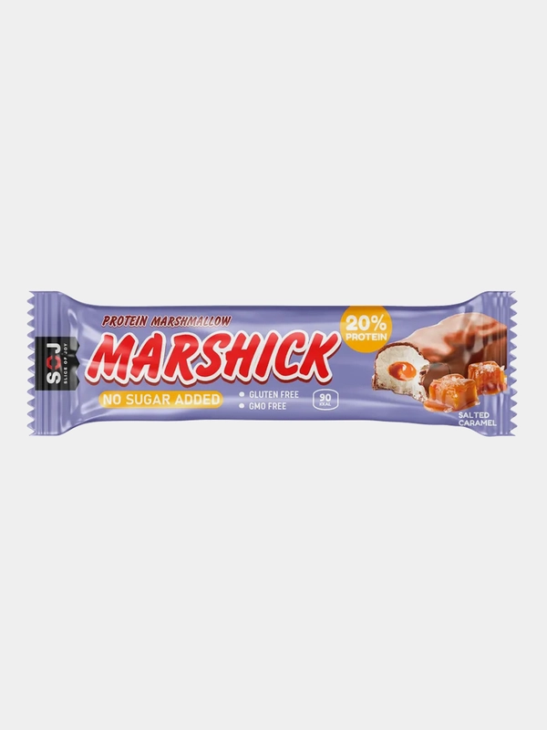 Протеиновый батончик SOJ MARSHMALLOW, с соленой карамелью, в молочном шоколаде, 30 г