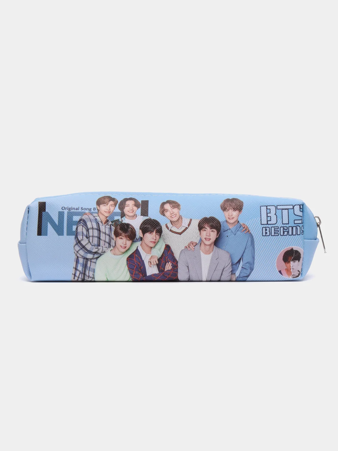 Голубой пенал школьный с молнией c BTS