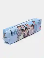 Голубой пенал школьный с молнией c BTS