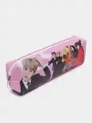 Розовый пенал школьный с молнией c BTS