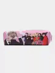 Розовый пенал школьный с молнией c BTS