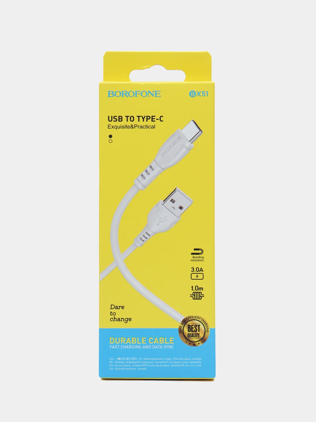 Белый зарядный кабель, шнур, с быстрой зарядкой Type-C, 3.0 Борофон