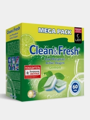 Таблетки для посудомоечных машин Clean&Fresh "All in 1", 60 штук