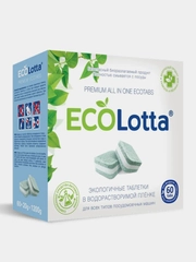 Таблетки для посудомоечной машины ECOLotta без фосфатов 60шт, растворимая оболочка