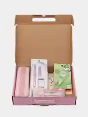 Розовый канцелярский набор для школьника, подарочный новогодний набор школьных принадлежностей