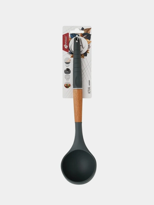 Половник APOLLO "Actual",  нейлон, силикон, акация, 75х64х350 мм