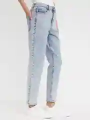 Голубой женские высокие джинсы Mom Comfort
