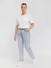 Голубой женские высокие джинсы Mom Comfort