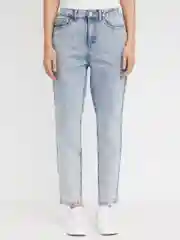 Голубой женские высокие джинсы Mom Comfort