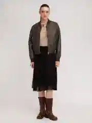 Черный женская юбка плиссе из сетки на резинке