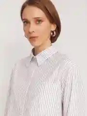 Белый женская рубашка оверсайз в полоску
