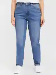 Синий женские высокие джинсы Mom Comfort
