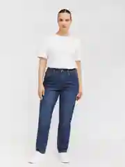 Синий женские высокие джинсы Mom Comfort