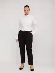 Черный женские брюки силуэта Slim с ремнём