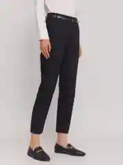 Черный женские брюки силуэта Slim с ремнём