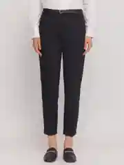 Черный женские брюки силуэта Slim с ремнём