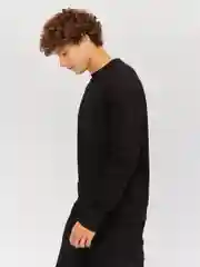 Черный мужской утеплённый свитшот прямого кроя