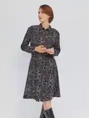Черный женское платье-рубашка, мини, с поясом