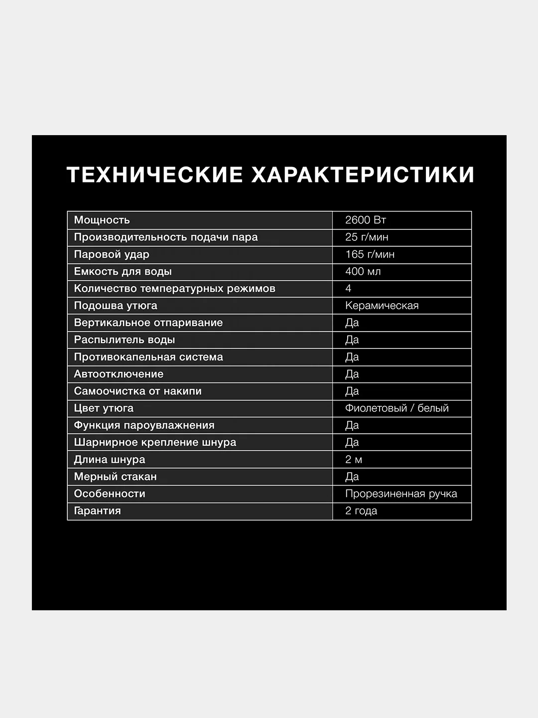 Утюг Hyundai H-SI01564, 2600Вт, фиолетовый/белый