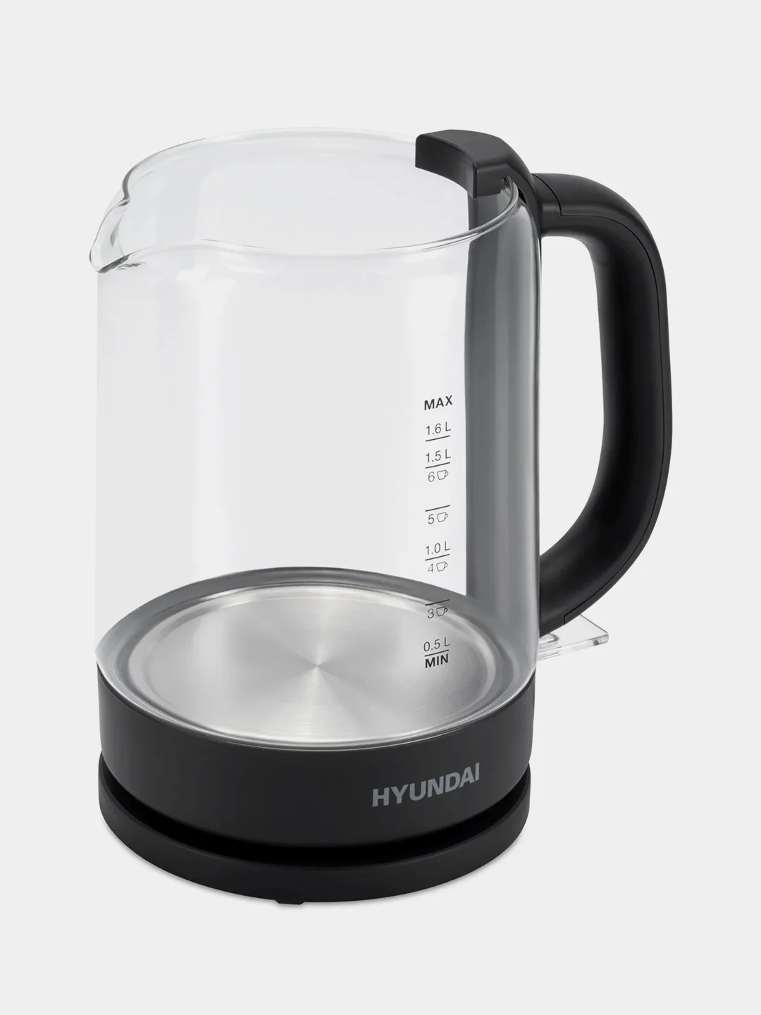 Чайник Hyundai HYK-G3402, 1.7л, 2200Вт, серый/серебристый