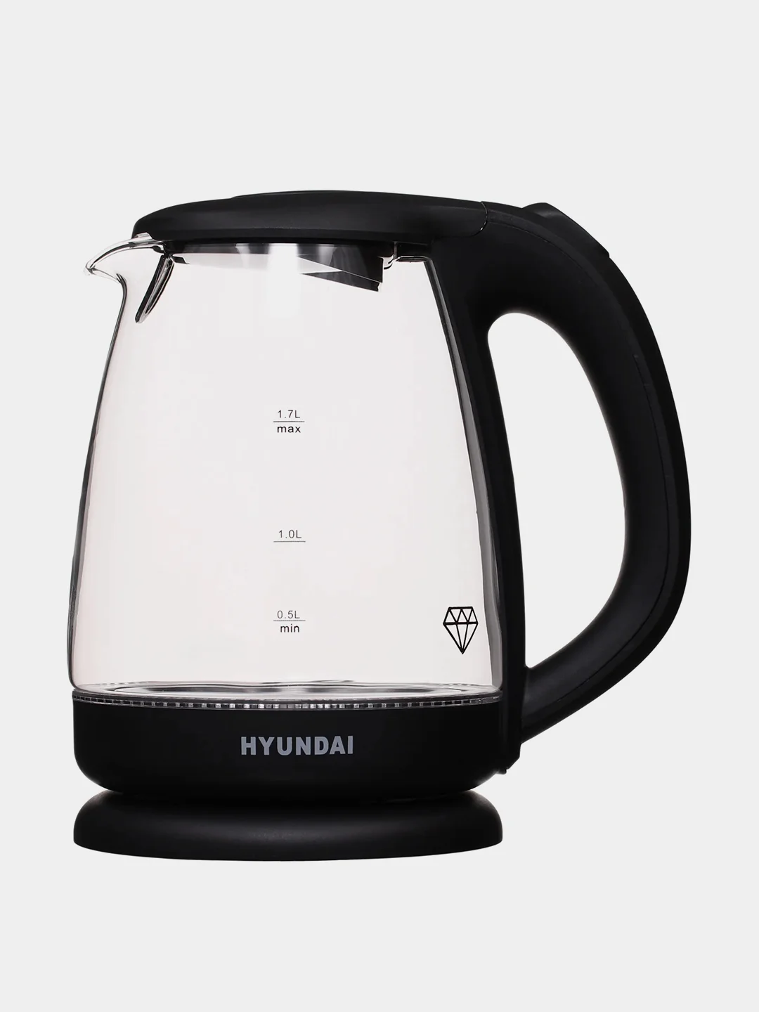 Чайник Hyundai HYK-G1001, 1.7л, 2200Вт, черный