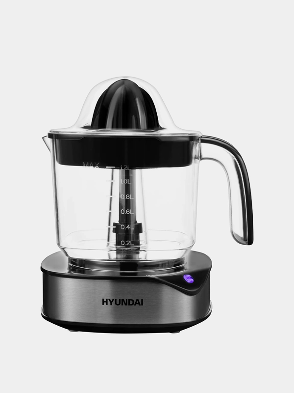 Соковыжималка цитрусовая Hyundai HY-JC4123, 30Вт, 1200мл, черный/нержавеющая сталь