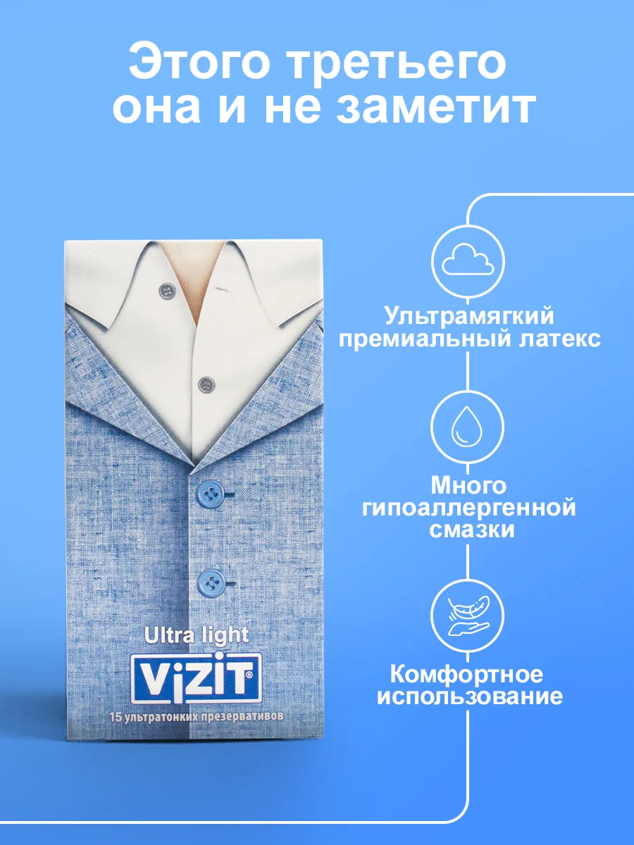 Презервативы Vizit ультратонкие, 15 штук