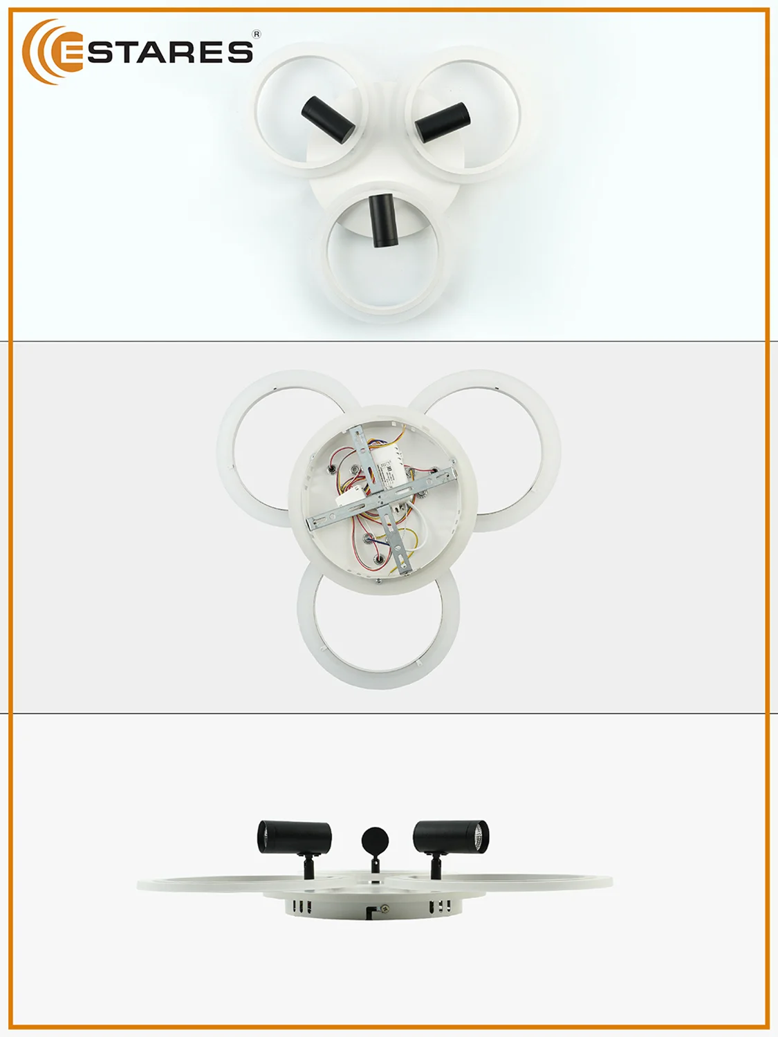 Управляемая потолочная люстра светодиодная с пультом Estares SONNE downlight 80W белая